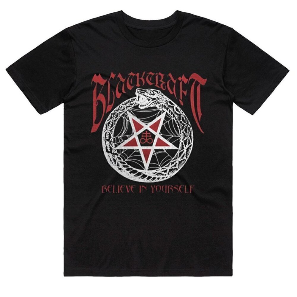 Blackcraft Red Pentagram Occult Gothic Graphic Unisex T-Shirt .